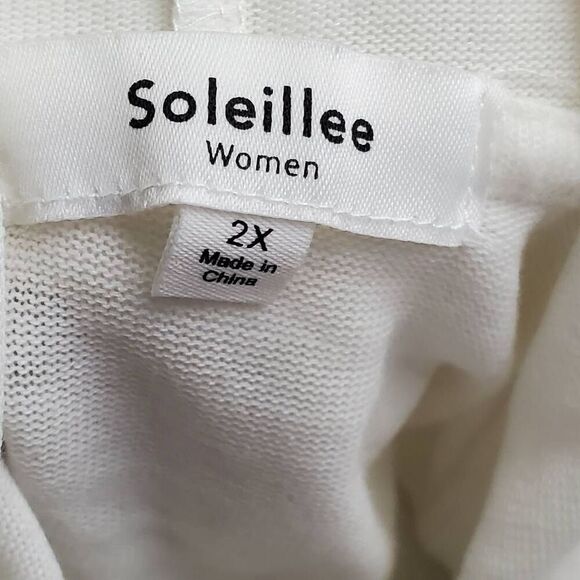 Soleillee Women’s 2X White Long Sleeve Hoodie Lace Shoulder Pullover Plus Size T - Picture 4 of 5
